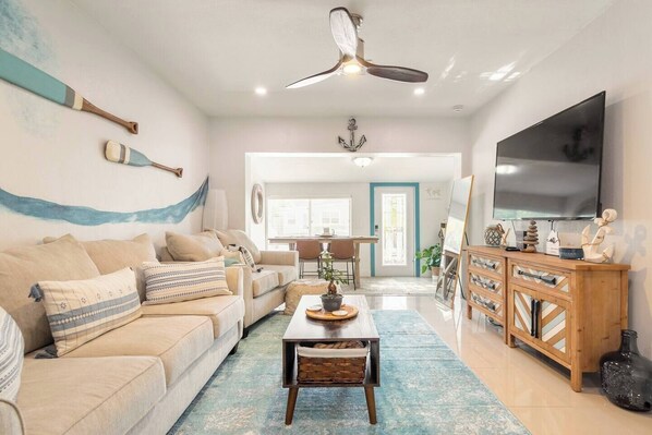 Living Room Nautical Themed Airbnb