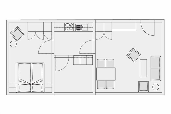 Appartement mit 40qm, 1 Schlafzimmer für max. 2 Personen