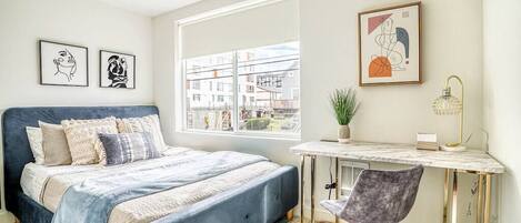 Queen bedroom with working desk on 2nd floor