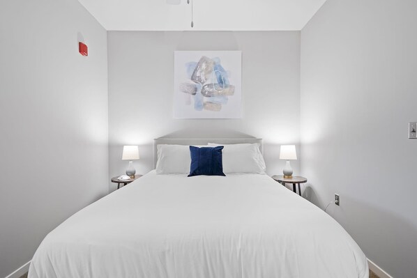 The bedroom features a fabulous king-size bed with a memory foam mattress