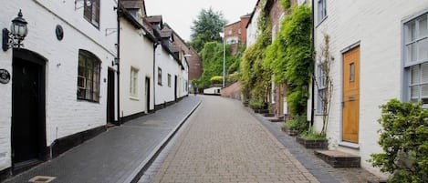 View up Cartway a route formerly used by laden donkeys on way up from Quayside