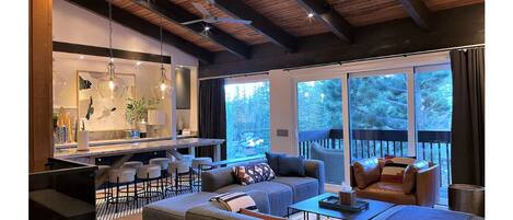 Overall view looking from the Living room towards the Kitchen.