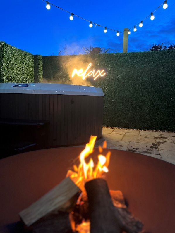 Hot tub and fire pit