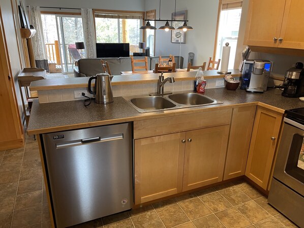 Kitchen and living area.