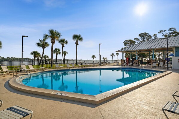 This lagoon pool is open year round and heated in the fall and winter 