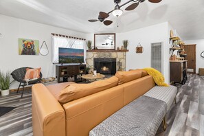 Livingroom Back view with dining benches