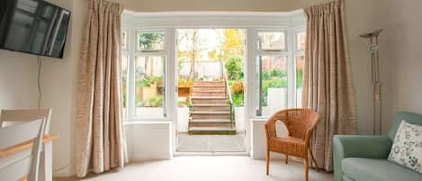 Lounge looking into full enclosed garden