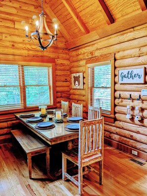 Large 8 person dining table. Great for gathering around the table! 