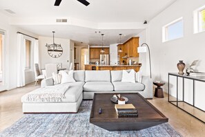 Living Area w/ Dining & Kitchen Area in Background