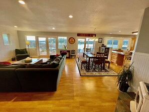 Living room and Dining room looking from entry