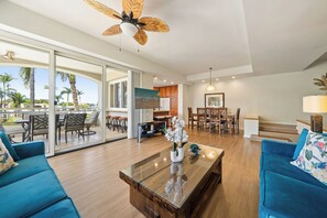 Palms at Wailea 1306 Spacious living room designed for relaxation and gathering with family or friends