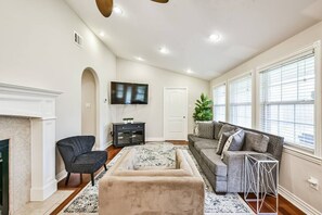 Family room with Smart Roku TV. 