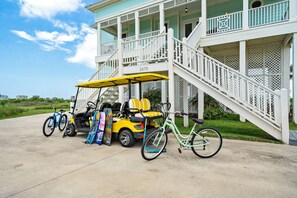 Beach toys,bikes and Sunny,our 6 person golf cart, free use with user agreement