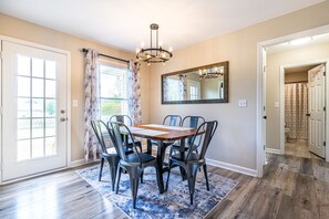 Bright and airy dining room-seats 6.