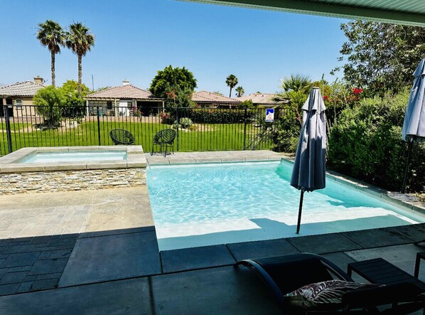 Take advantage of the refreshing private pool and jacuzzi