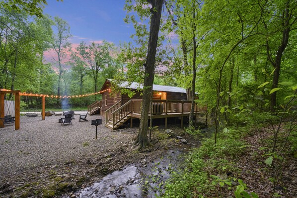 The creek makes our outdoor space the perfect spot for relaxation. 