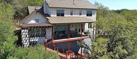 Large lakefront home with private dock