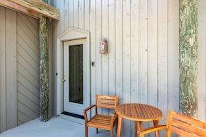 A perfect spot for morning coffee on the front porch.