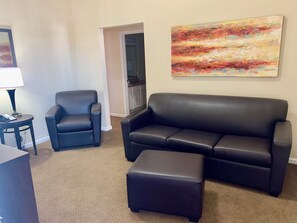 Spacious living rooms with plenty of seating! Pull out the couch for a bed!