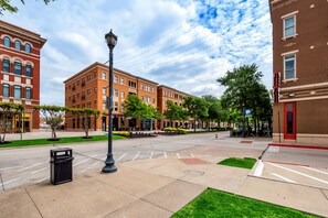 Frisco square is a short 2-minute drive from the house or a 15-minute stroll