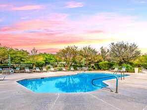 The community pool is heated and open year-round.