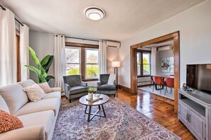 Living Room | Central A/C & Heat | 2-Story Home