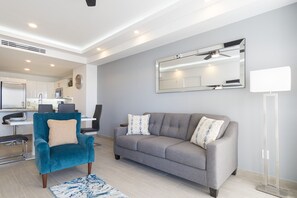 The living room.
