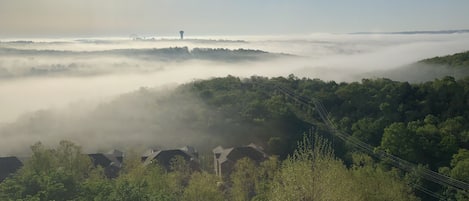 Early morning view from this condo. As the fog clears, the rolling hills appear.