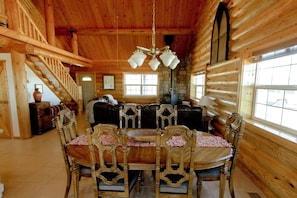 Spacious dining room table. 