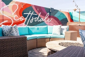 Creative Spaces like this Lounge seating with firepit.