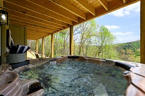 Great view from the 7 person hot tub and total privacy