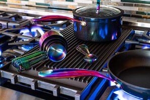 With diamond-infused iridescent cookware...