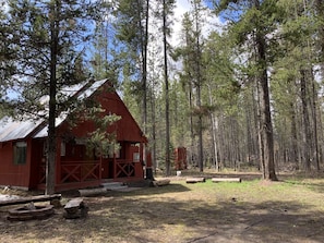 Front view with fire pit