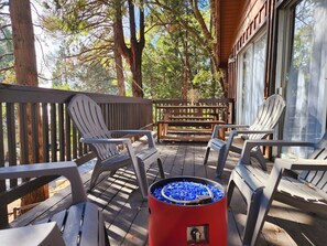 Front deck with electric firepit
