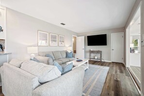 Comfy couches and large TV to watch your favorite shows