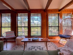 Our treehouse has 180 degree views of the Bogue Chitto River.