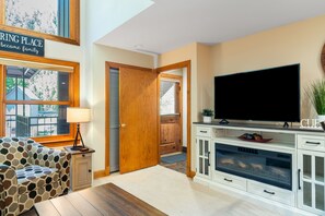 Fireplace and TV in the living room.