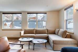Large sectional leather sofa.