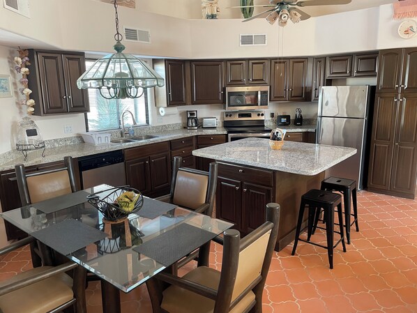 Kitchen and dining room.