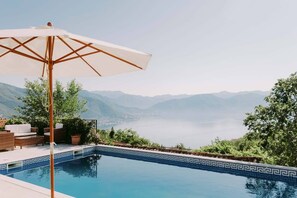 Pool with views across Bay of Kotor