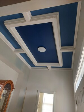 new coffered ceiling in foyer