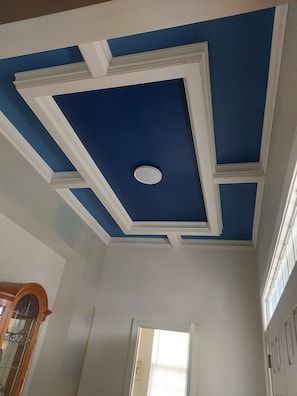 new coffered ceiling in foyer
