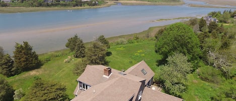 Aerial of house with views of Fort Hill, Nauset Marsh, Nauset Light, etc...