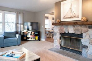 The fireplace is purely decorative and not for guest use.