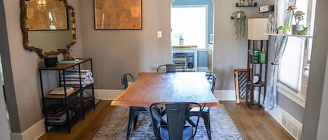 Featuring a delightful dining room flanked by the clean kitchen and comfy living room.