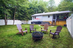 Backyard with fire pit