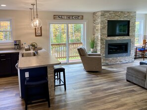 Kitchen open to living area
