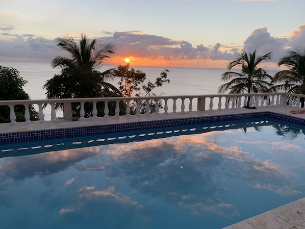 Sunset view from pool deck