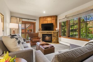 Living room with gas fireplace