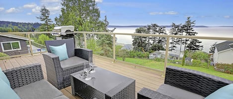 West facing view of Saratoga Passage, Whidbey Island, and the Olympic Mountains